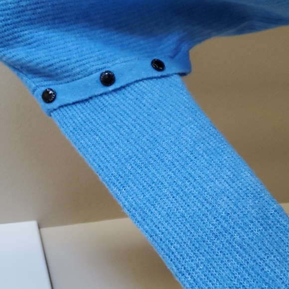 Womens DKNY Jeans Drop Shoulder Buttons Sweater Size Med 1X 3X Blue NWT - Picture 2 of 5